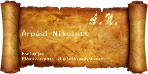 Árpási Nikolett névjegykártya