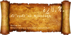 Árpási Nikolett névjegykártya